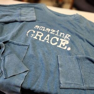 Teal Blue "Amazing Grace" Sweatshirt Tunic